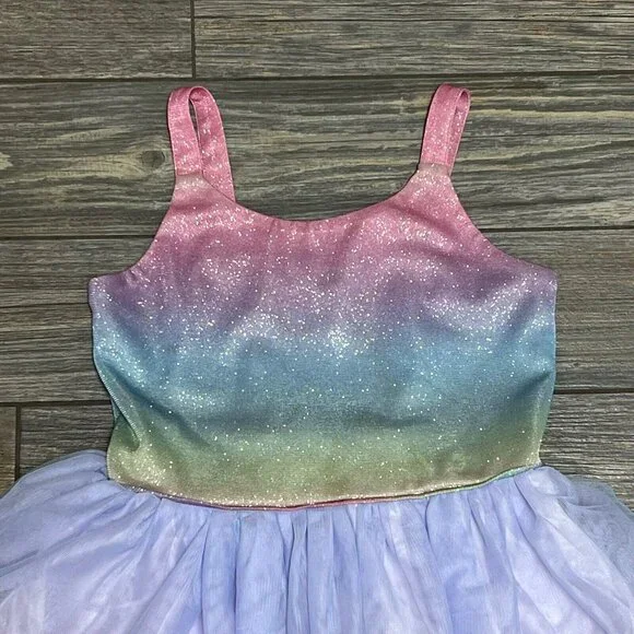 Zunie Girl’s Dress Size 10/12 Pink Ombre Sparkle Glitter Sleeveless Tiered M L - Picture 2 of 10
